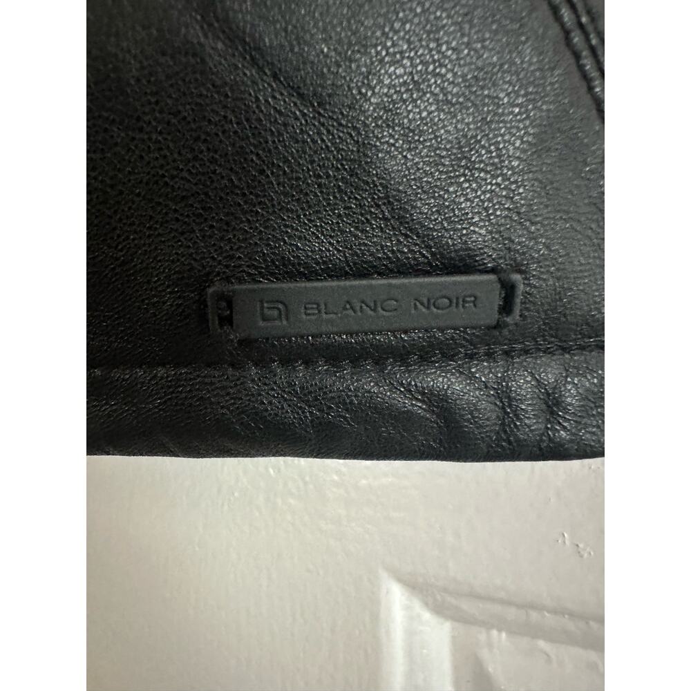BLANC NOIR Black Leather Sheer Mesh Halter Crop Cropped Top Bra Cut-Out Back XS - Picture 4 of 7